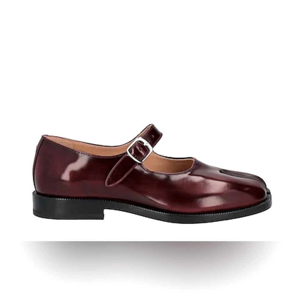 Maison Margiela Mary Jane Tabi Polished Leather Size 41 Coffee